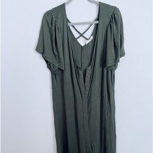 JUST FOUND 2XL green button down dress